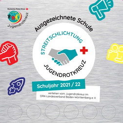 Bild der Auszeichnungsplakette für die Streitschlichtung.